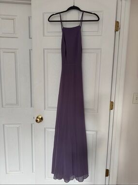 Bill Levkoff Lavender Backless Spaghetti-Strap Maxi Dress